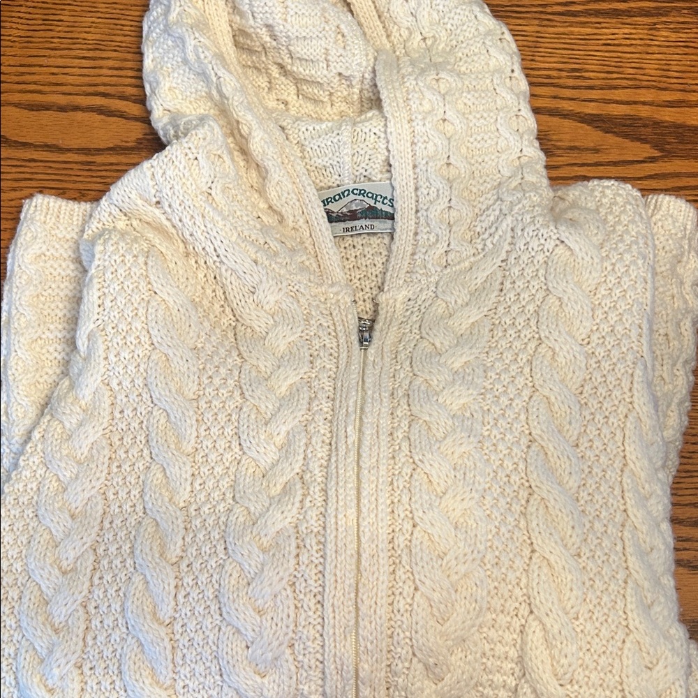 Aran Crafts Cream Cable Knit Cardigan